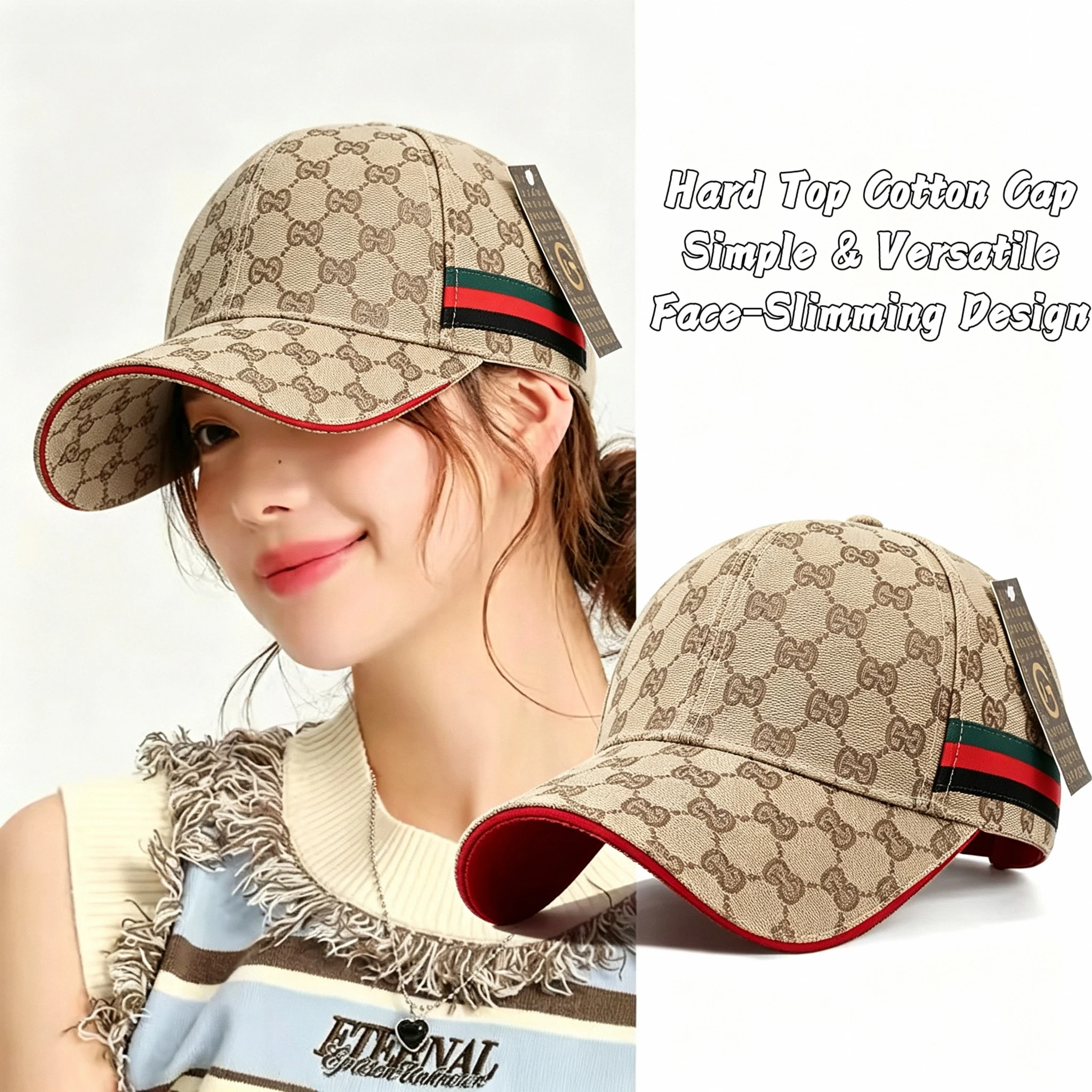 Fashionable Outdoor Sun Protection Daseball Cap For Men And Women, Embroidered Design, Versatile, Makes The Face Look Smaller.