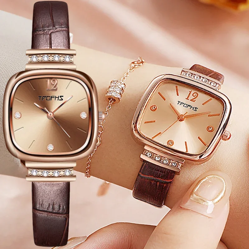 

Vintage Leather Strap Band Women Small Watches Designer Pointer Simple Number Dial Ladies Quartz Analog Clock Wristwatches