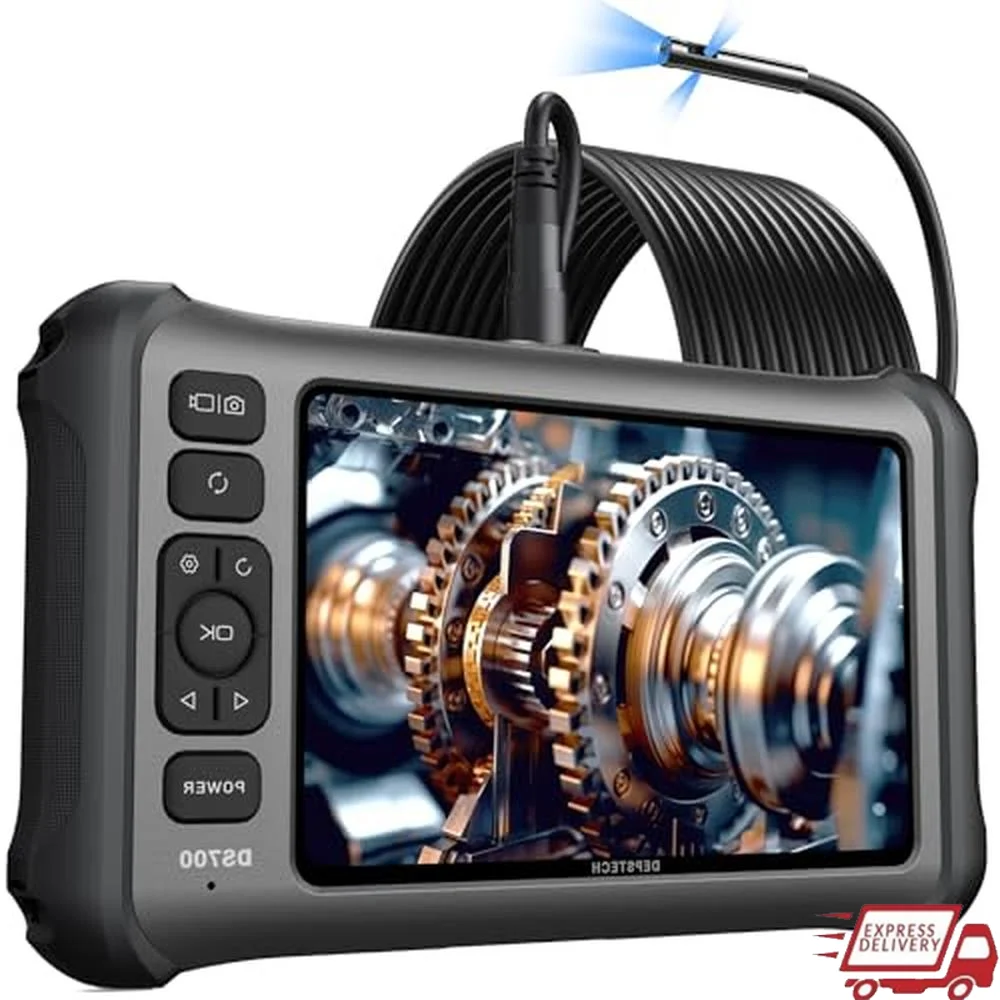 7'' IPS Triple-Lens Borescope Camera with Lights Inspection Tool Split Screen Sound Endoscope 1080PIPS 8 LED IP67 Waterproof