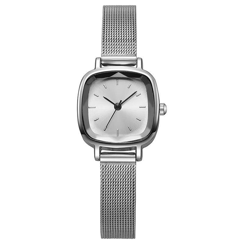Minimalist Square Ladies Quartz Watch Silver Alloy Strap Retro Simple Dial Women Wristwatch Elegant Female Watch