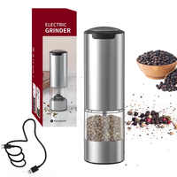 Automatic Pepper Grinder Salt And Pepper Grinder USB Rechargeable Adjustable Coarseness Spice Mill With LED Light Kitchen Tool
