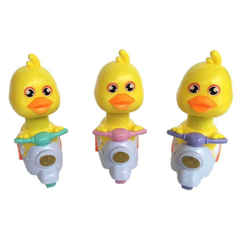 Cute Cartoon Duck Car Pressed Wind Up Motorcycle Toy Yellow Duck Model Kids Baby Funny Toy Car