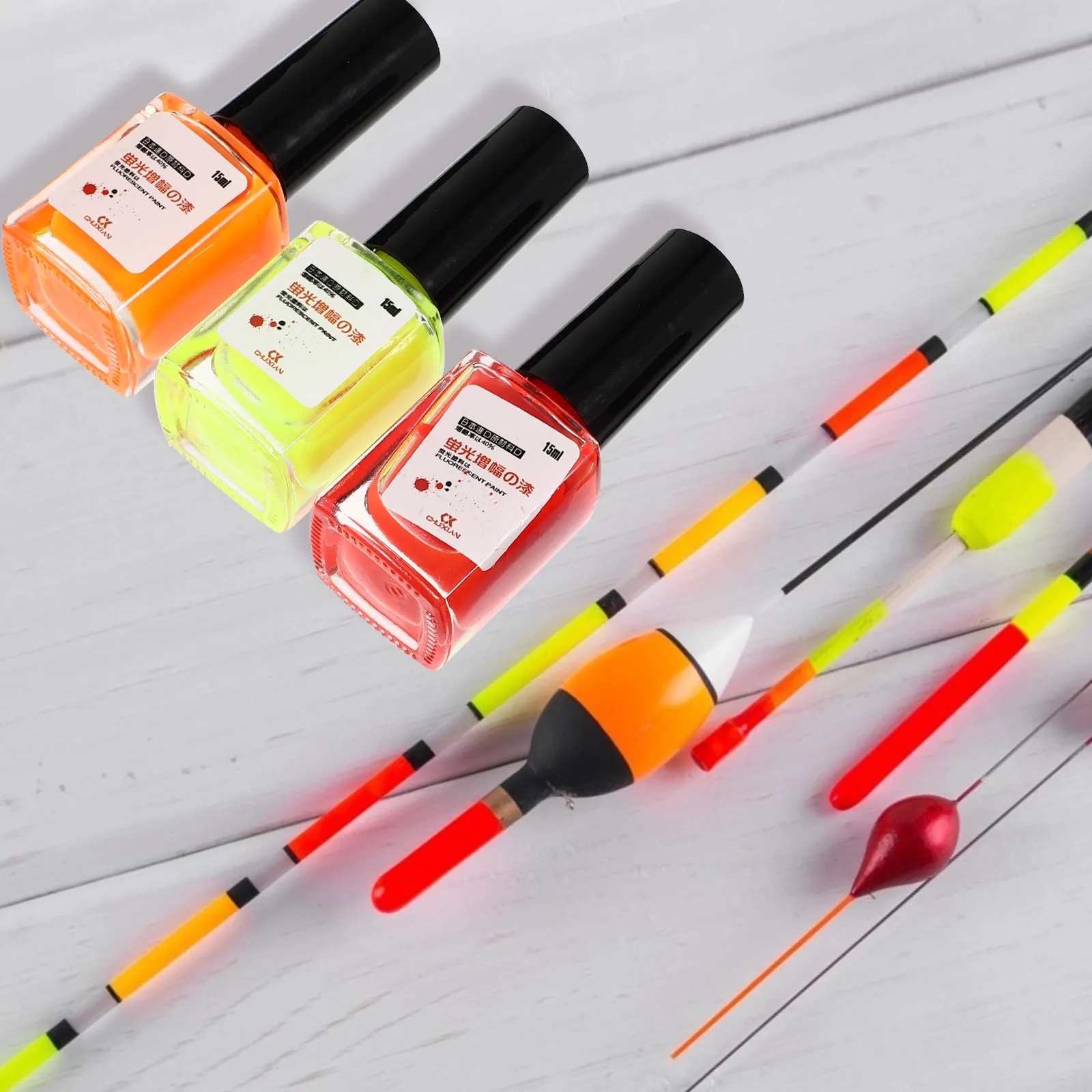 5 bottiglie di nuova vernice fluorescente per galleggianti fai da te pittura di coda pesca visibile galleggianti di pesca vernici boa strumento di