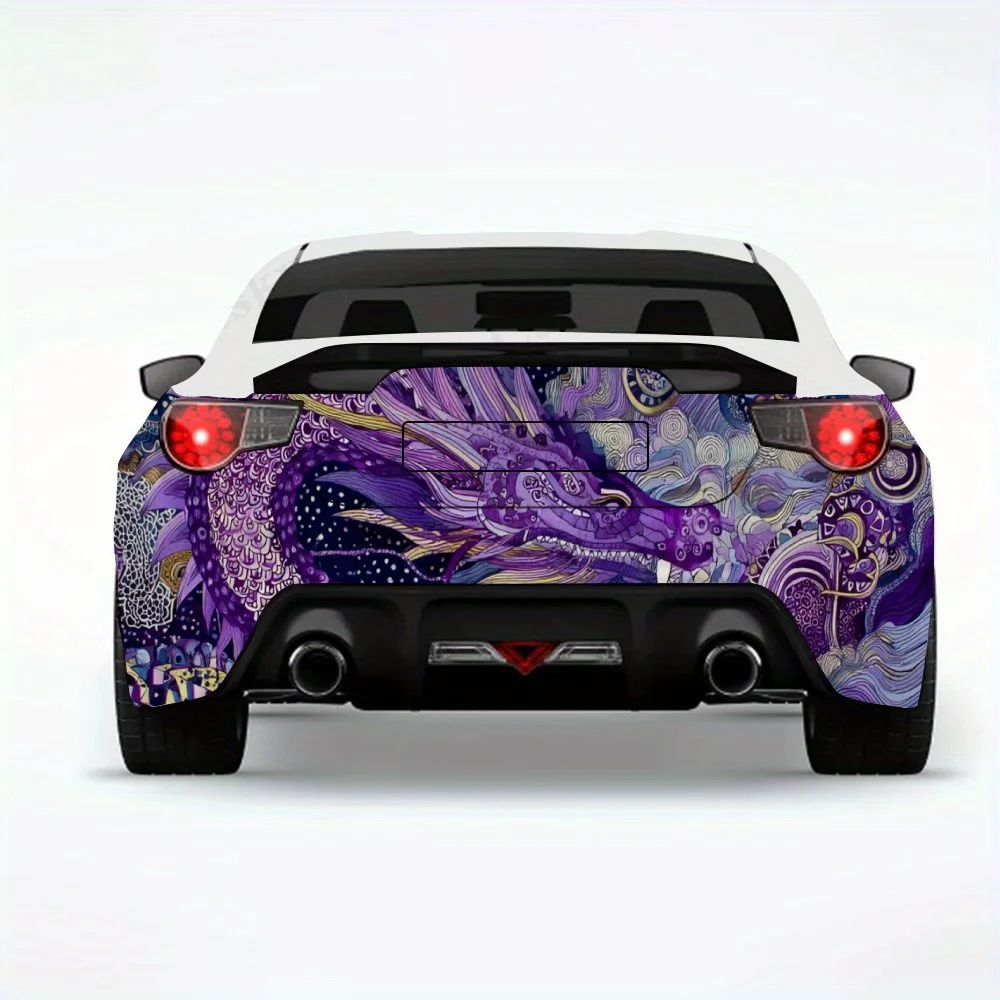 

Наклейка на автомобиль с фантазийным фиолетовым драконом, автомобильные виниловые обертки для украшения и защиты - водонепроницаемый самоклеящийся винил Dec