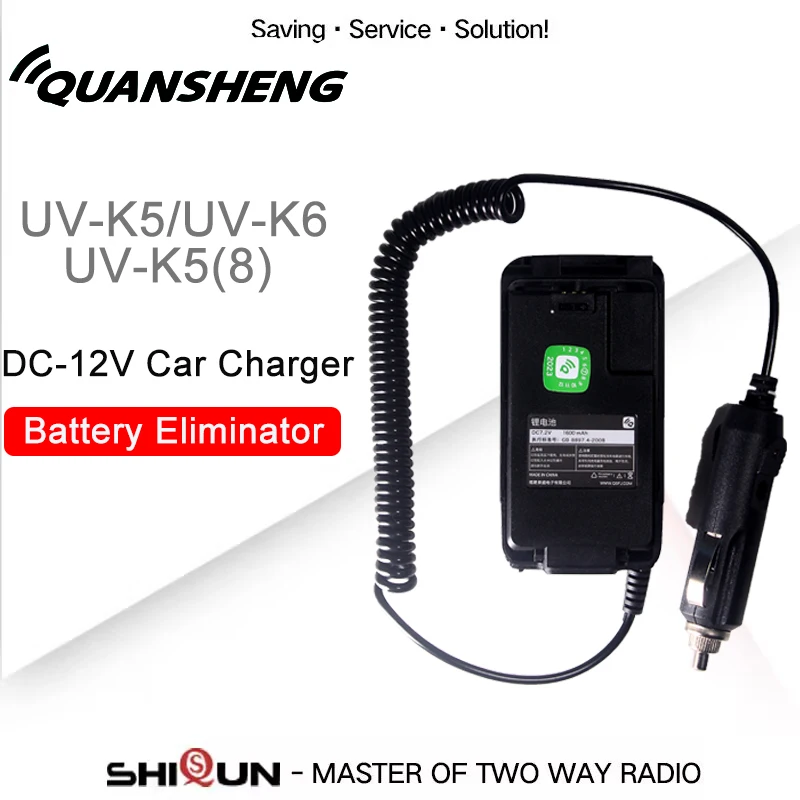 Quansheng UV-K5 eliminador de batería UV-K6 UV-K58 UV-5R Plus cargador de coche accesorios de Radio bidireccional originales 12V-24V Walkie Talkie