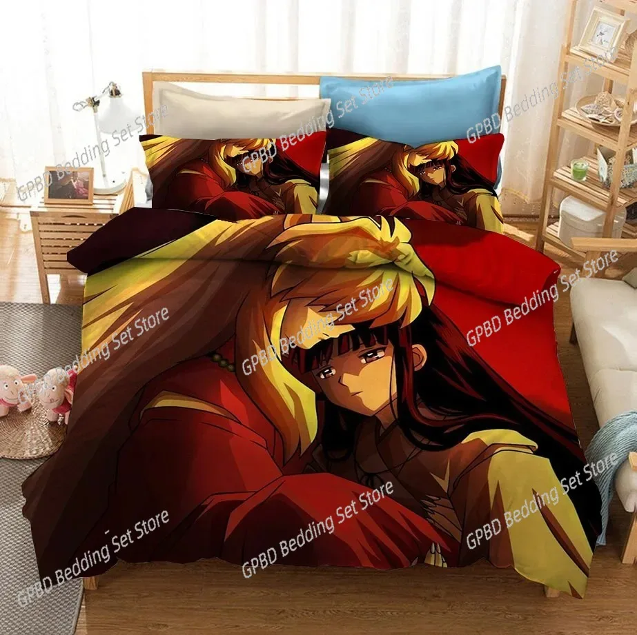 New 3D Printed Anime Inuyasha Duvet Cover Sesshoumaru Bedding Set Double Twin Full Queen King Adult Kids Quilt Cover