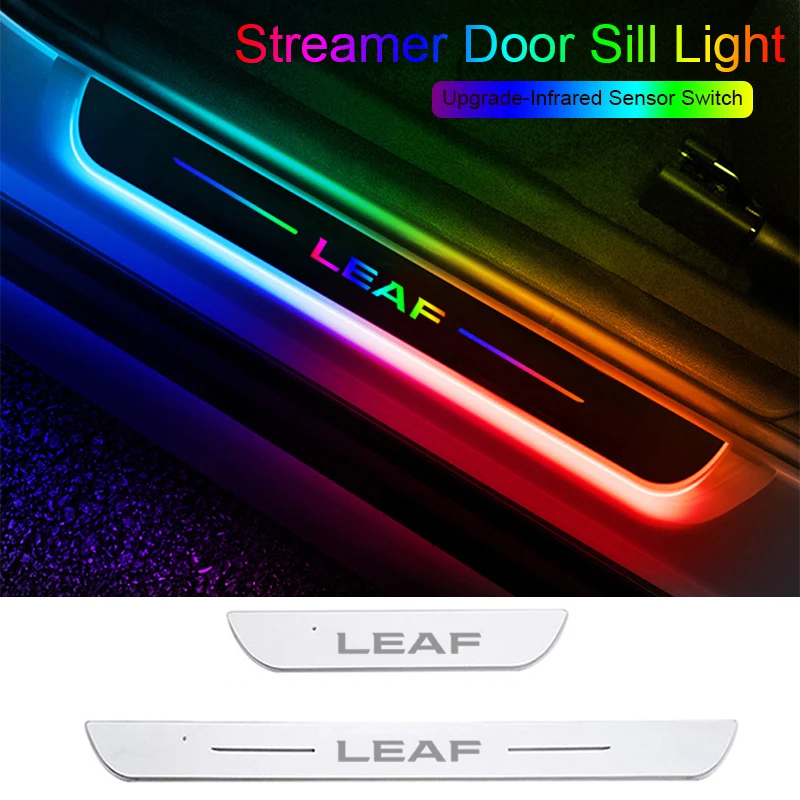 

USB Power Moving Car LED Welcome Pedal for Nissan Leaf Ambient Pathway Front Rear Threshold Light Decoration Strip Accessories