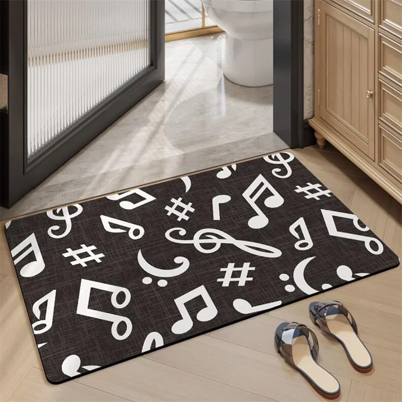 40*60CM Diatom Mud Musical Note Quick Drying Floor Mat Household Door Pad For Bathroom Anti Slip And Absorbent Carpet