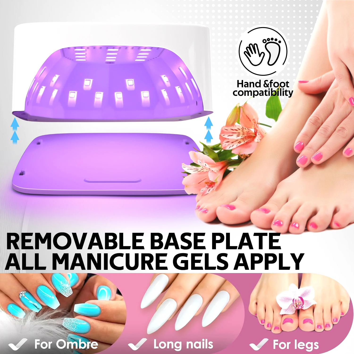 مصباح أظافر LED بالأشعة فوق البنفسجية قابل لإعادة الشحن ، مجفف أظافر لاسلكي ، 3 إعدادات مؤقت ، تحكم باللمس ، مستشعر تلقائي لجميع الجل ، علاج سريع ، way W