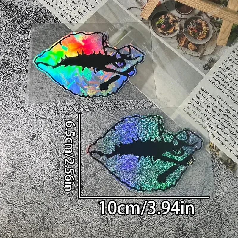 1PC Holographic Lips Pattern Graphic Sticker for Motorcycle Car Custom Decoration Fashion Enthusiast Accessory
