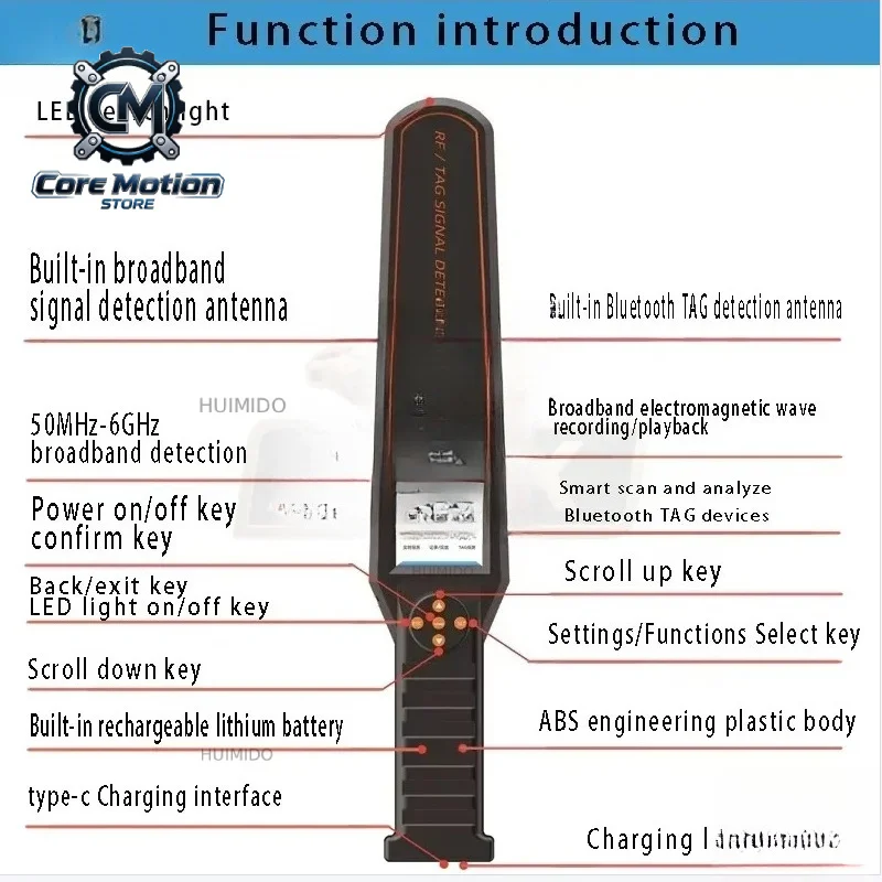 X Portable RF/TAG Bluetooth Wireless GPS Tracker Signal Detector DS828 Spying Gadgets Device Scanner