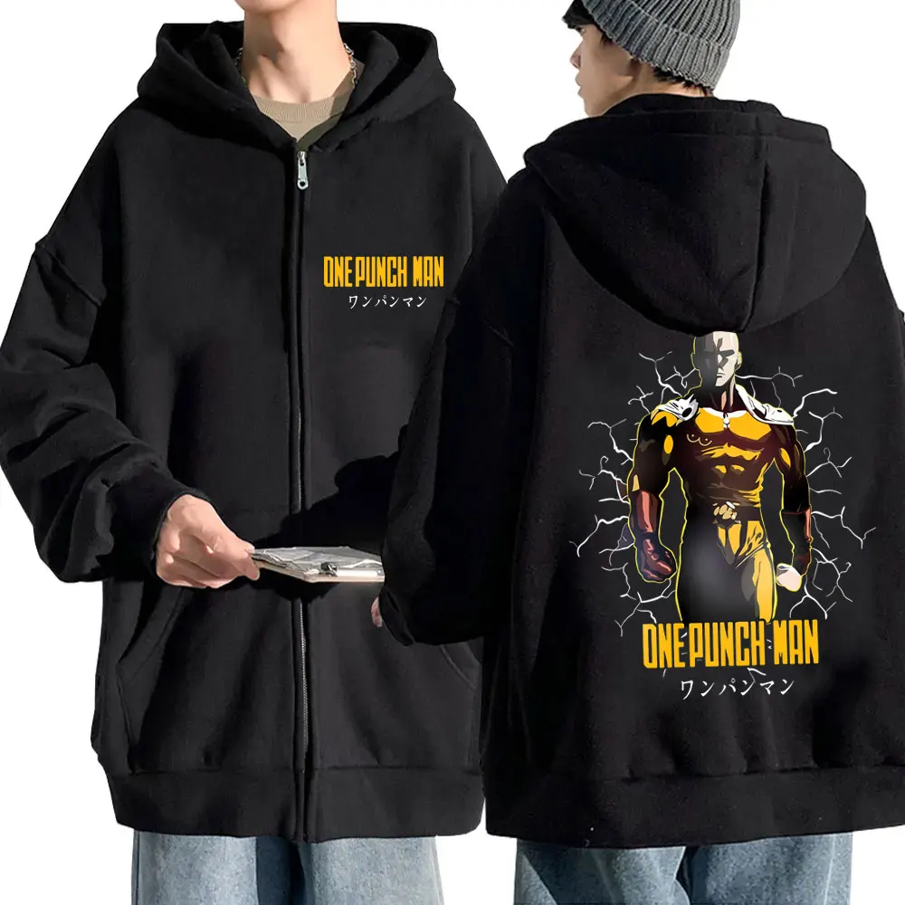 

Limited Anime One Punch Man Saitama Graphic Zipper Hoodie Men Women Clothing Japanese Manga Oversized Zip Up Jacket Male Hoodies