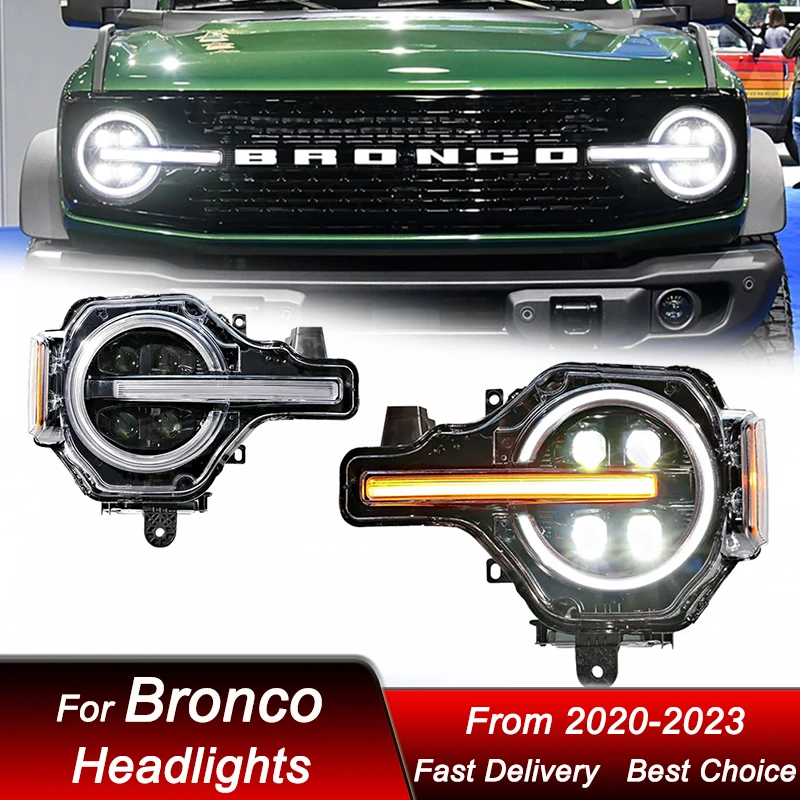 Car Headlights For Ford Bronco 2023-2023 new style full LED 4 lens Auto Headlamp Assembly Upgrade Projector Lens Accessories Kit