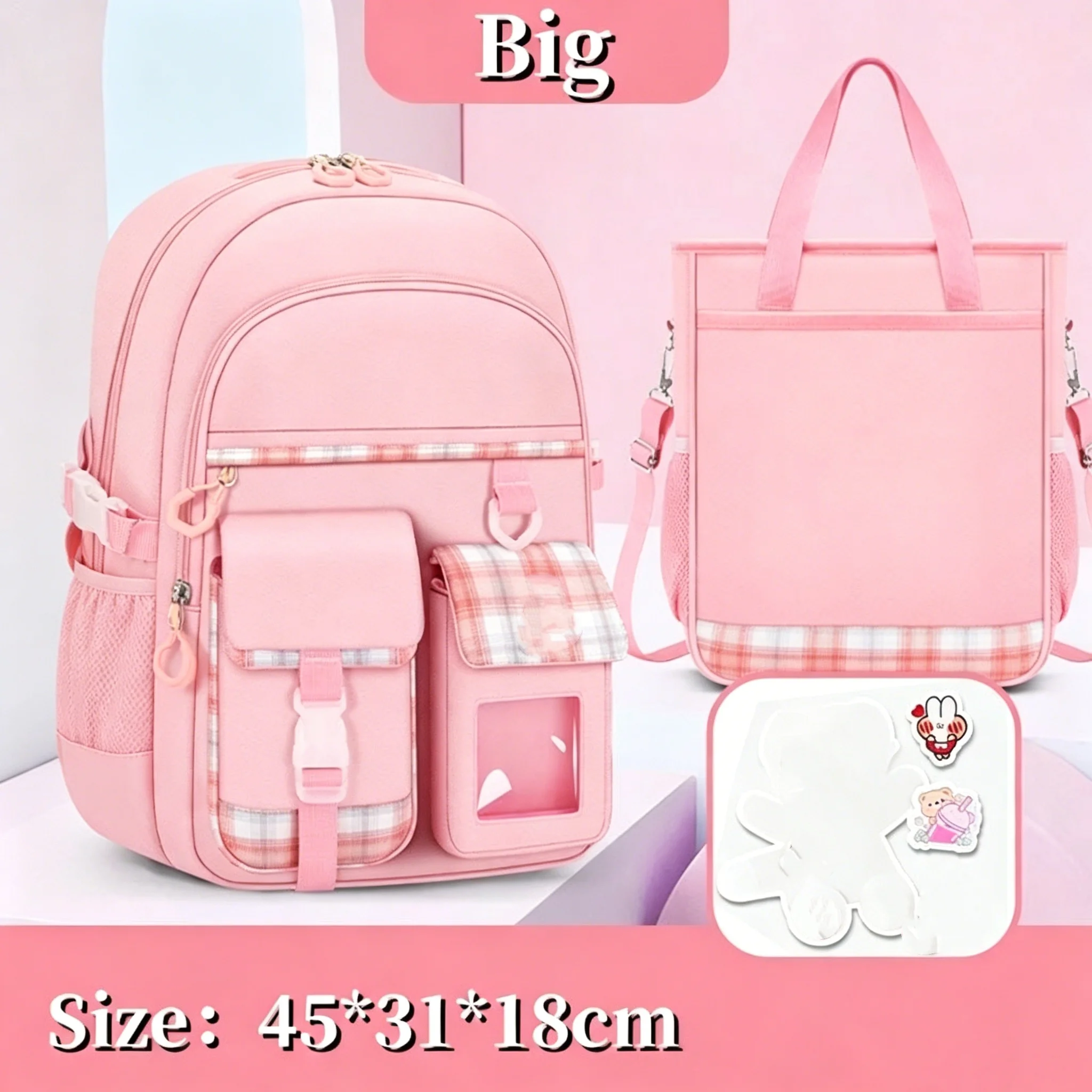 casual-female-schoolbag-lightweight-spine-backpack-children's-with-tutoring-bag-primary-and-secondary-school-students