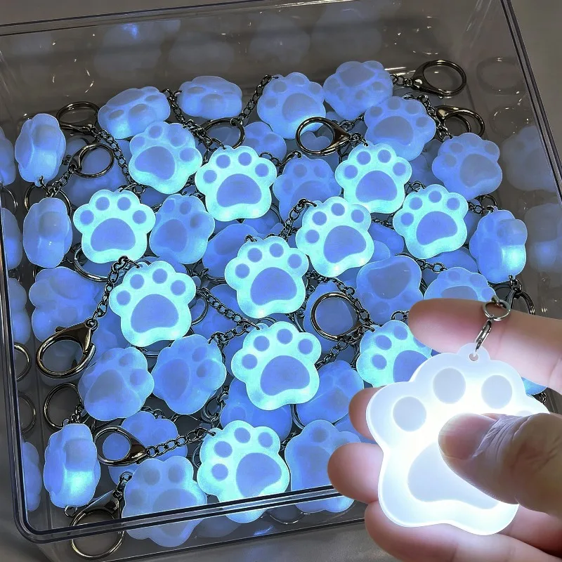 1/2Pcs Touch Sensitive LED Charging Light Keychains Automatic Sensor Bed Lamp Light Gift Cute Star Cat Paw Shape Backpack Decor