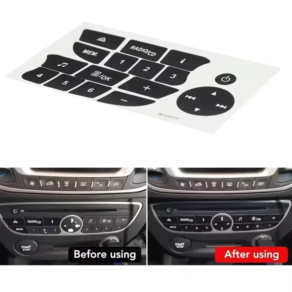 1Set Car interior button repair sticker button AC central control sticker CD broadcast audio button repair car sticker