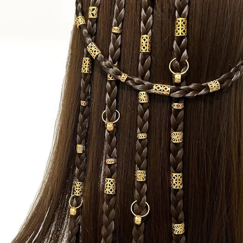 80pcs Alloy Dreadlock Hair Beads Stylish Alloy Hair Accessories DIY Tube Hair Jewelry Braids for Girls and Women Jewelry Gifts