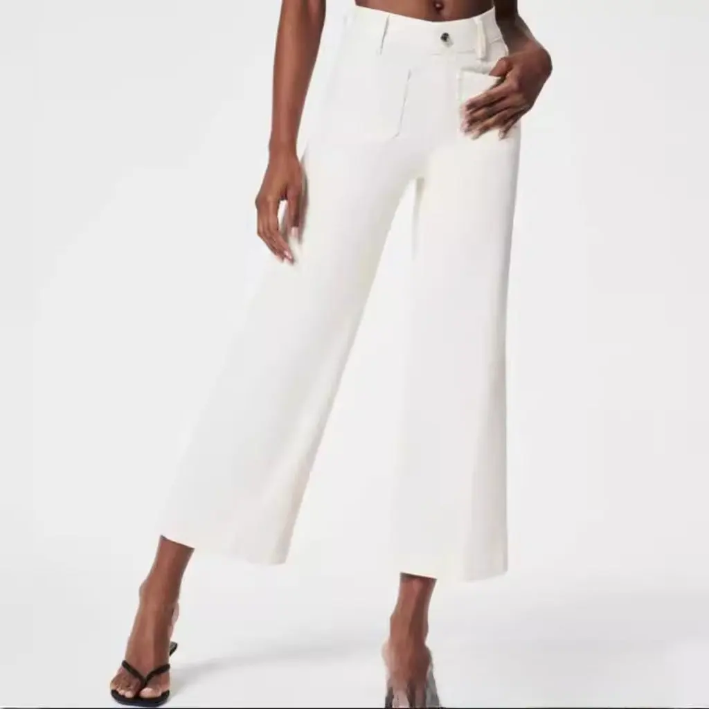 

Women's plus Size Denim Casual Pants Summer Wide-Legged Nine-Point Shaded Blue Washed