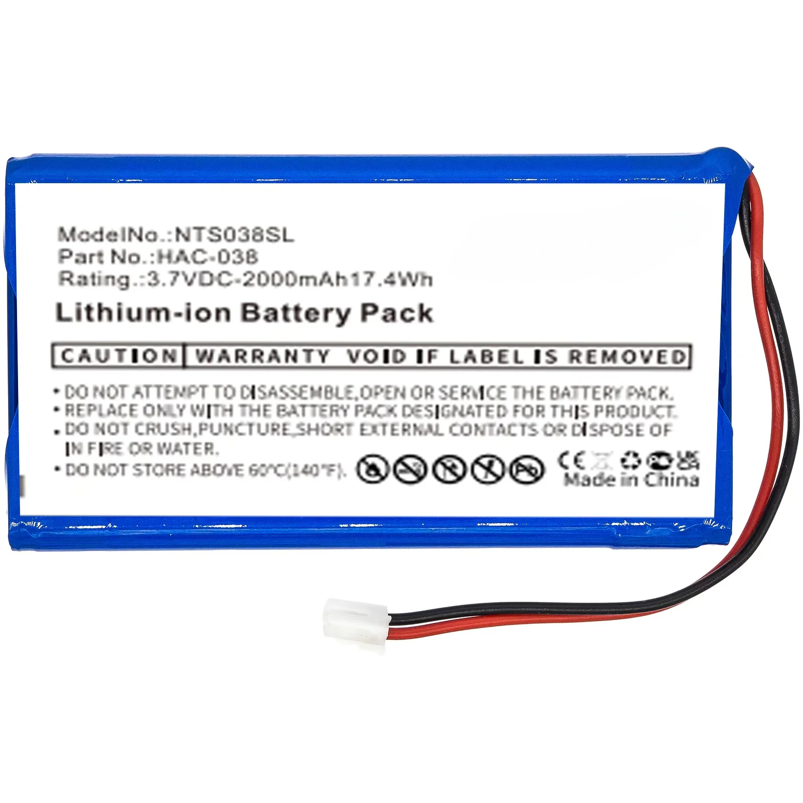 2000mAh Replacement Battery HAC-038 For Kart Real-Time Track Remote Control Transmitter
