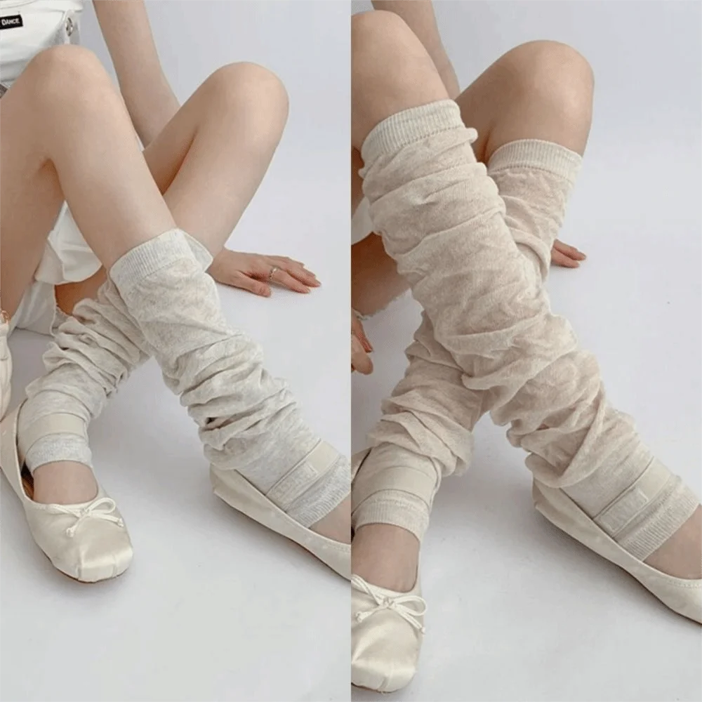 New Thin White Pile Socks Solid Color Breathable Leg Warmer Seamless Foot Sock Ballet Practice Use
