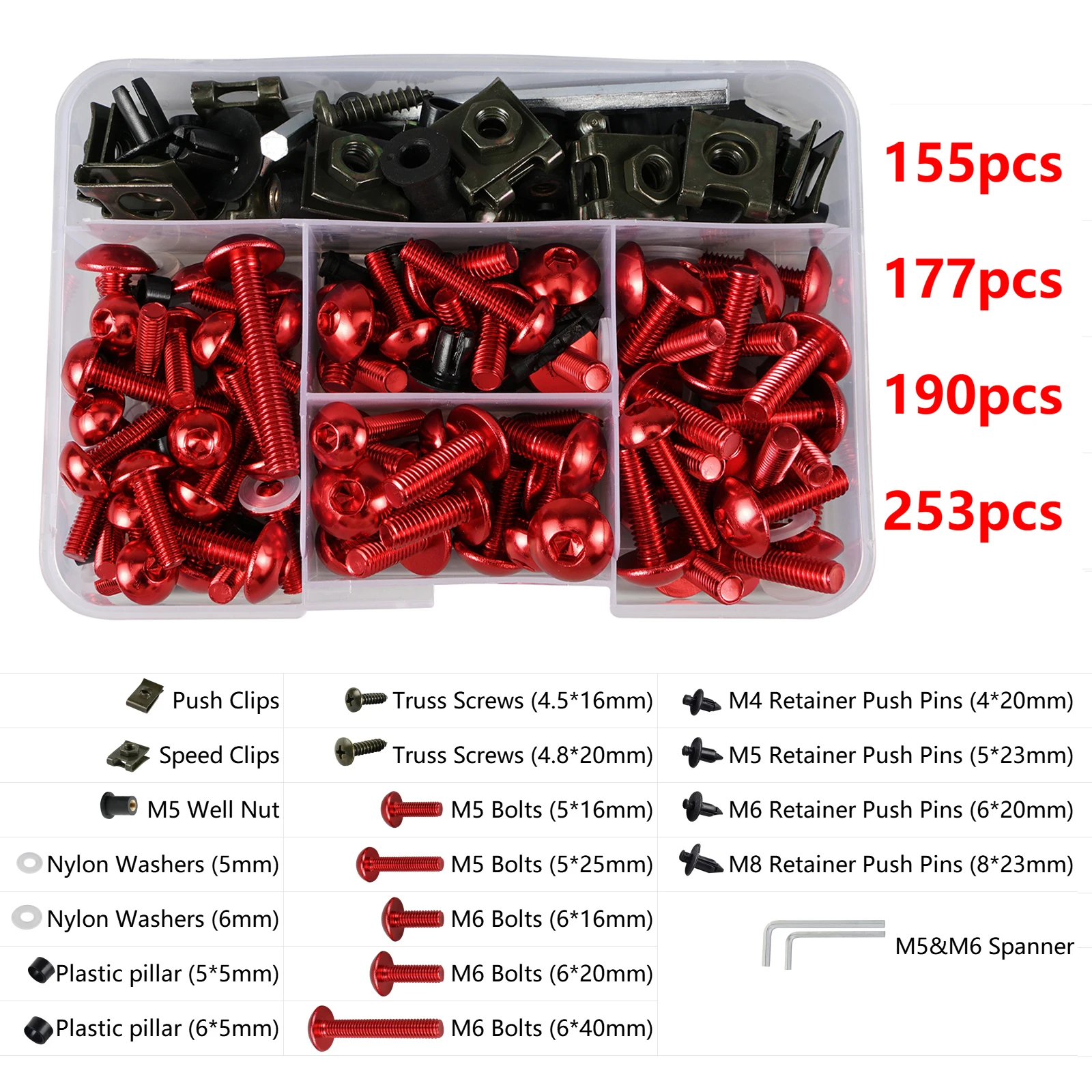 

1Set Fairing Screws Bolts Kit for Honda CBR600 F2 F3 F4 F4i CBR600RR CBR900RR CBR1000RR CBR1100XX CBR125R NC700X RC51 VTR1000F