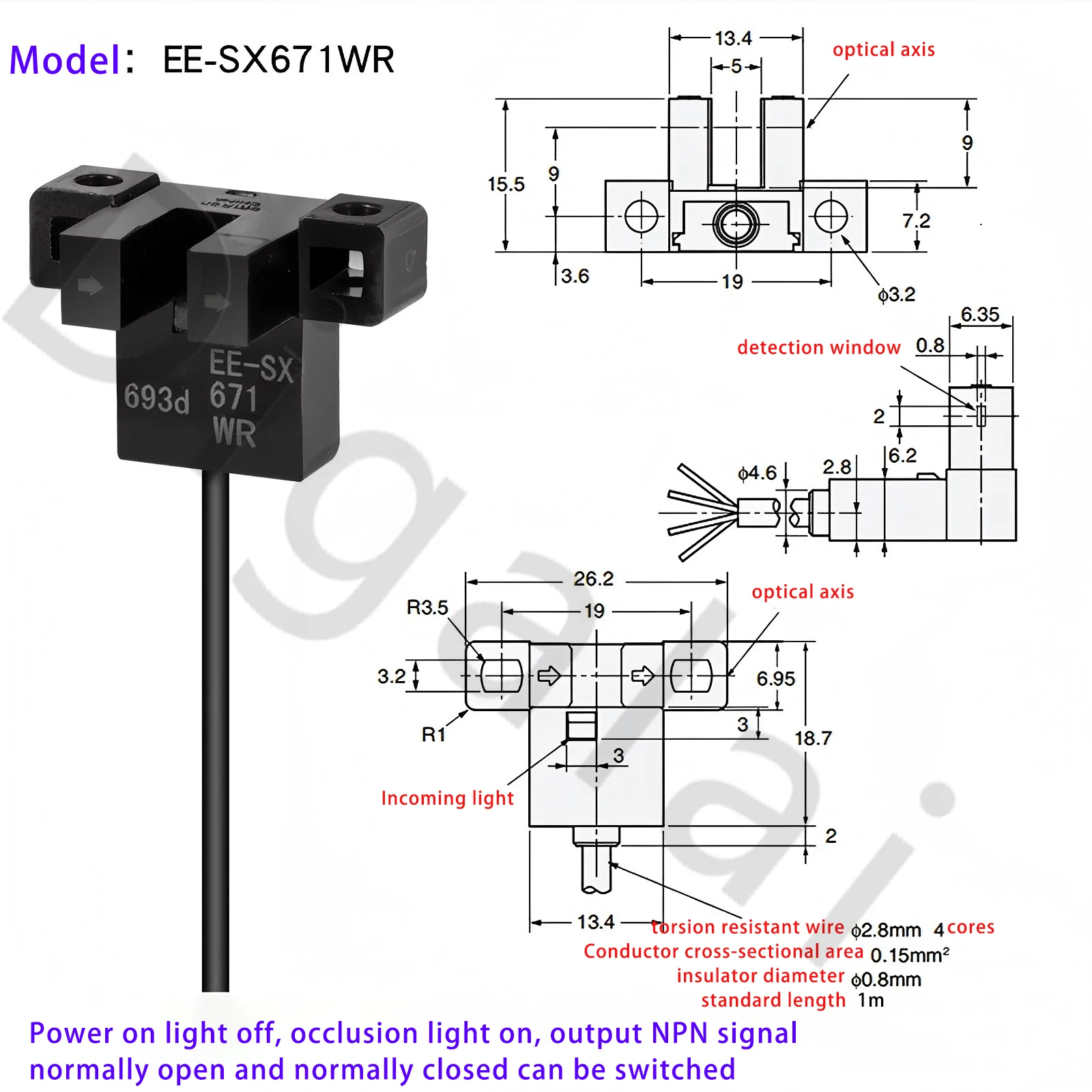 Czujnik fotoelektryczny szczelinowy EE-SX671WR EE-SX672WR EE-SX674WR 670WR 673 675WR 676WR 677WR przełącznik fotoelektryczny szczelinowy typu U — zdjęcie produktu 3