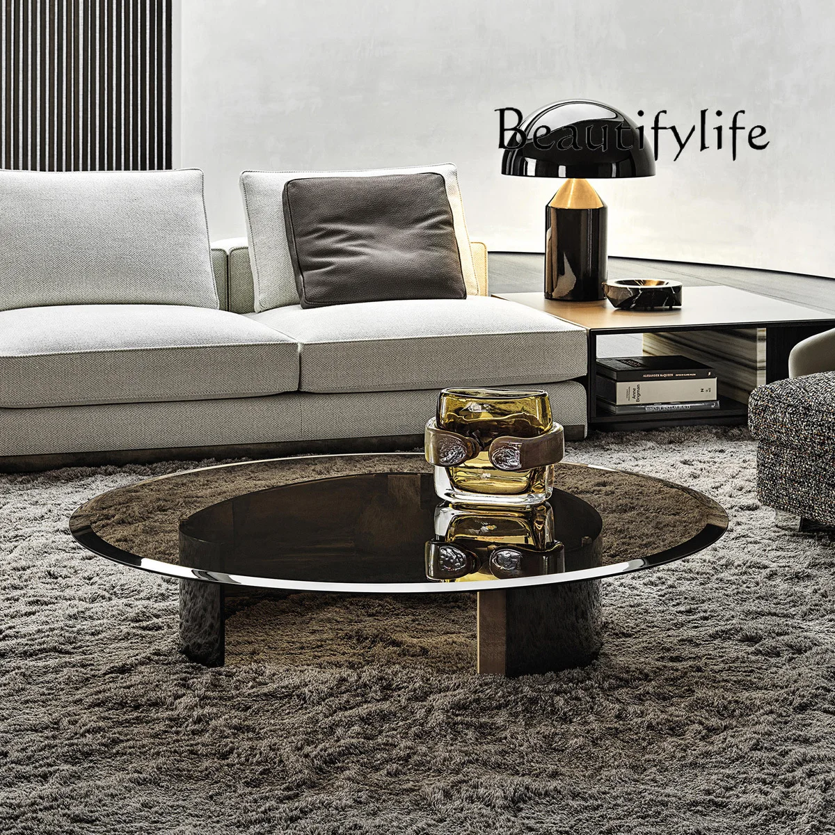 Nordic Style Household Minimalist Tempered Glass Tea Table