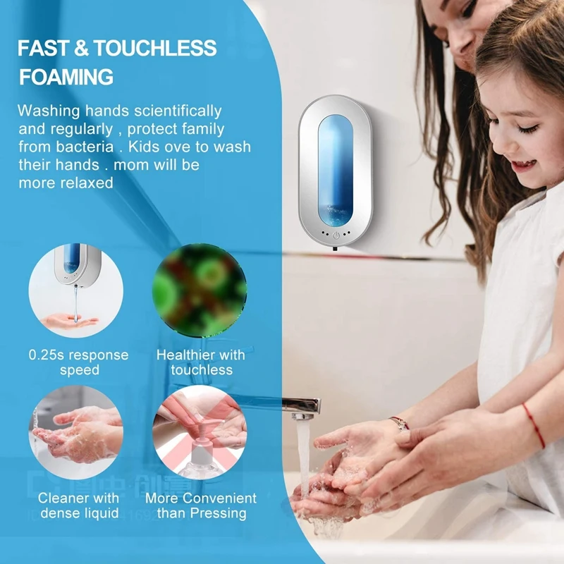 Hand Soap Dispenser Wall Mount,700ML Touchless Soap Machine Motion Sensor Smart Refillable Pump Gel Dispensador