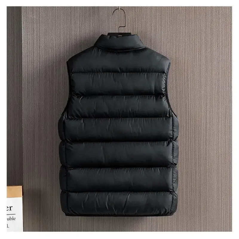 Chaleco sin mangas con cremallera para hombre, chaqueta cálida con cuello levantado, talla grande 4XL, 5XL, 6XL, Otoño e Invierno