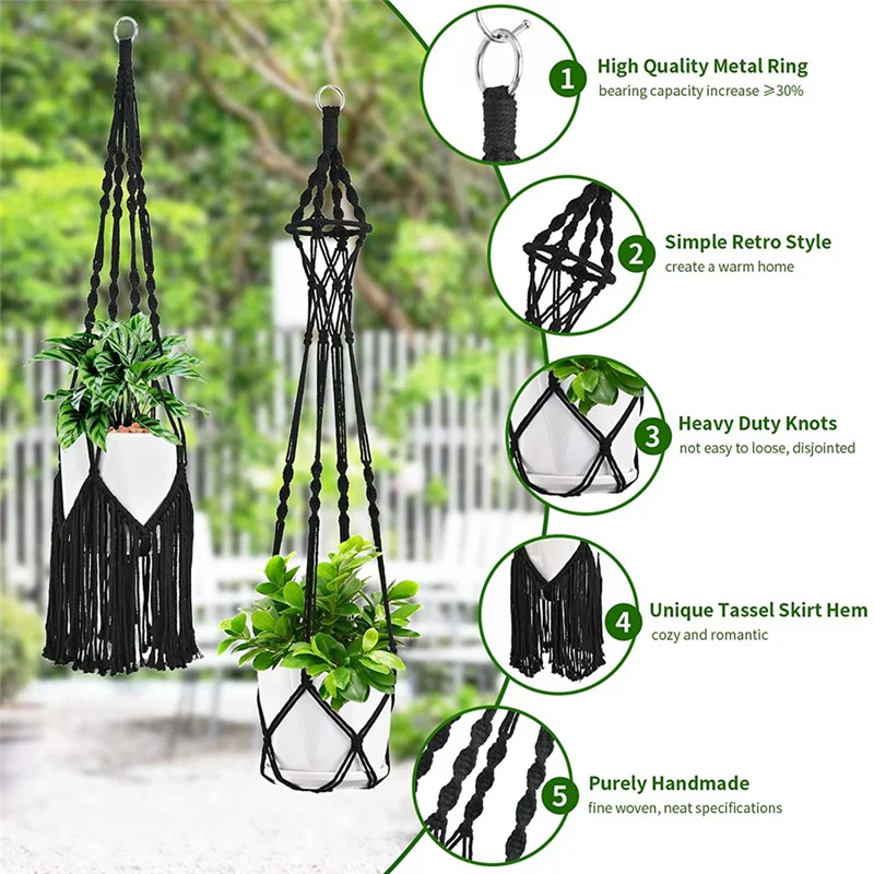 ABLU-Plant Hangers Indoor 6Pack Hanging Planters For Indoor Plants W/Hangers Kit Handmade Macromay Plant Hangers Indoor Flower P