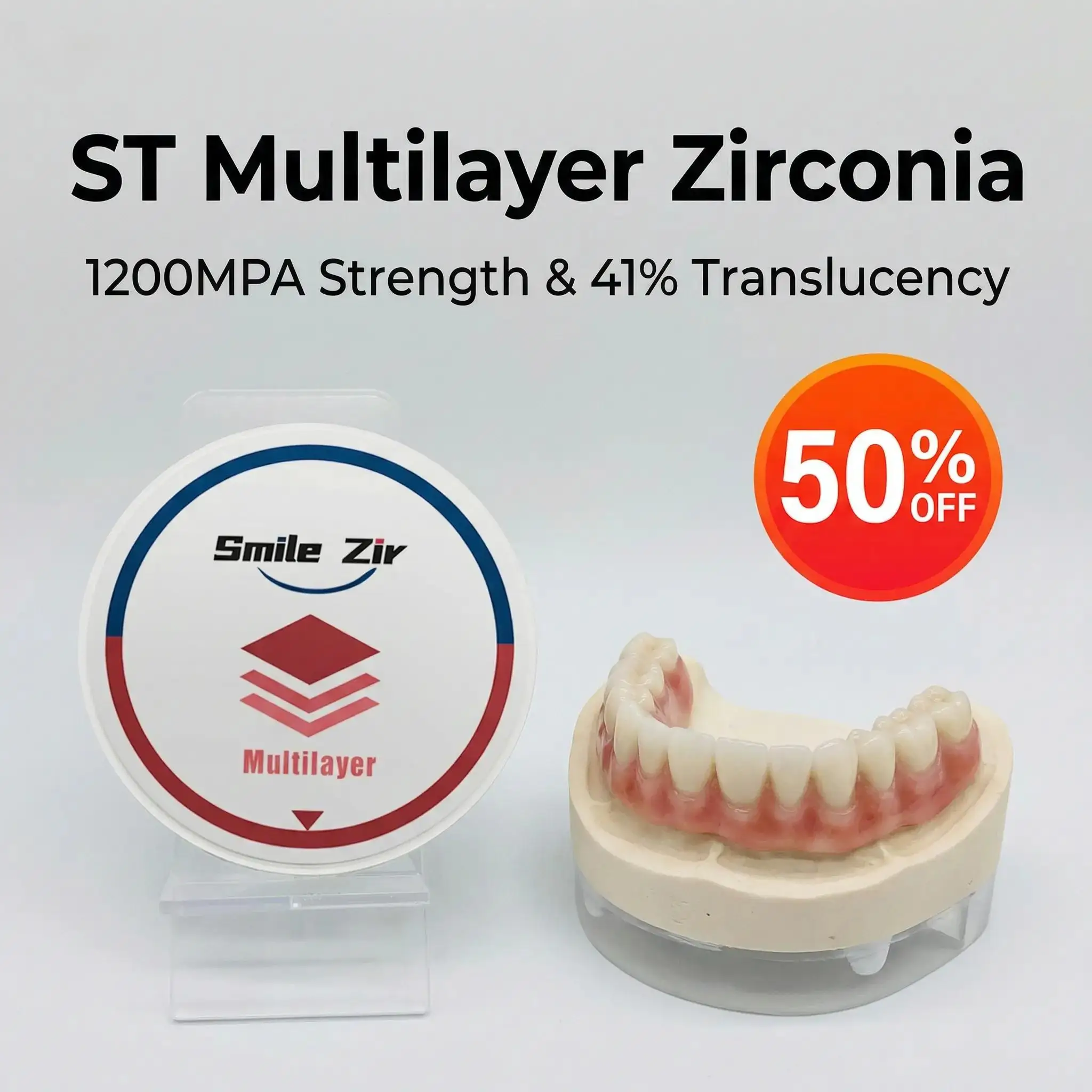 

ST Multilayer Zirconia Disc 1200MPA Dental Lab CADCAM 98mm Vita Color Zirconia Block For Dental Lab Roland Milling Machine