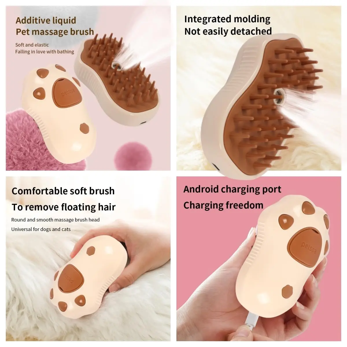 Pet Comb Cat Steam Brush New Upgrade Rechargeable Silicone Self-Cleaning Spray Pet Brush Cat and Dog Hair Care Massage Tool