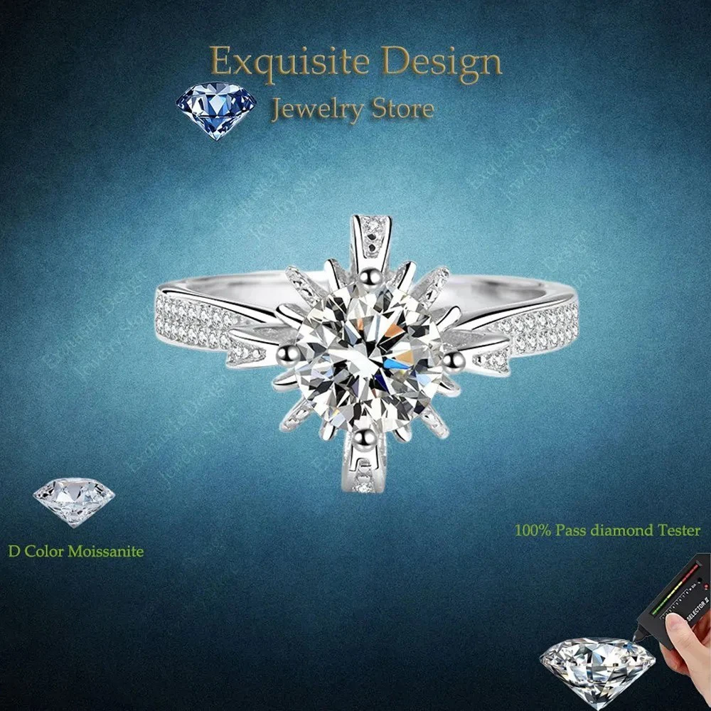 

Женское обручальное кольцо с цветком пиона, платина Pt950, 1 карат, кольцо с муассанитом и бриллиантом в виде короны, подарок на день рождения для девочек, женские обручальные ювелирные изделия