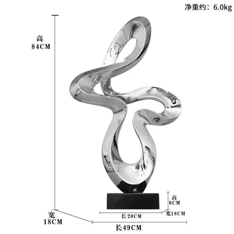 For Large Electroplating Light Luxury Abstract Sculpture Ornament Hotel Lobby Model Room Living Room Art Decoration Entrance