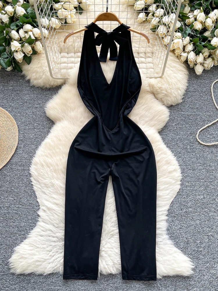 Sommer Sexy Spicy Girl V-ne ter Abnehmen Onesie Fünf-Viertel Hosen frauen Faion Hohe Taille Gerade Bein Pendeln sle