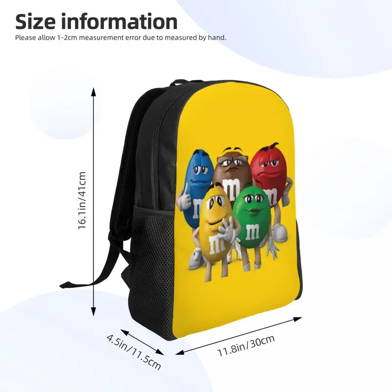 M & M's Chocolate Candy Meme mochila de viaje para hombres y mujeres, bolsa de libros para computadora portátil escolar, bolsas de día para estudiantes universitarios