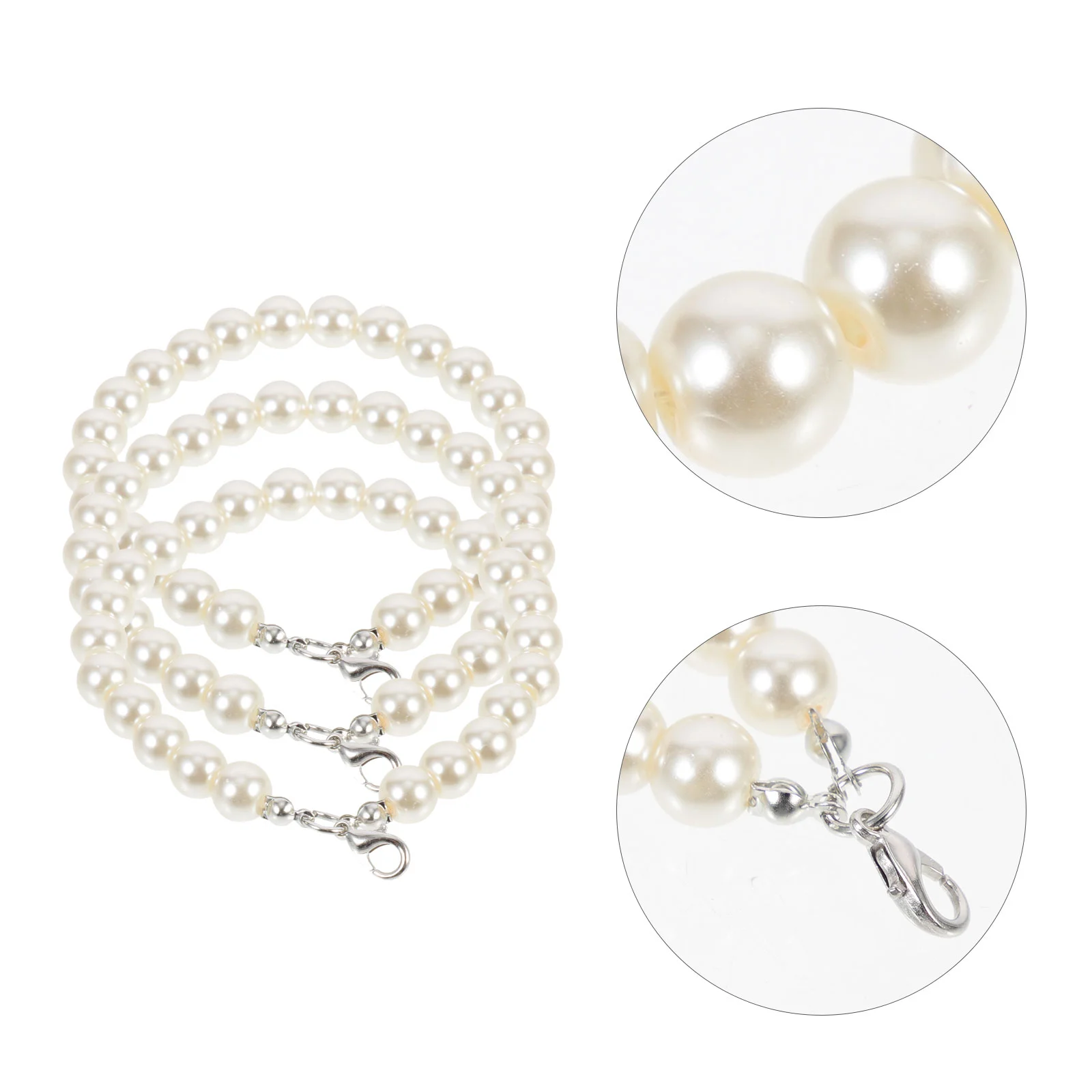 

3 Pcs Beaded Pearl Phone Lanyard Mobile Phones Belt Women Alloy Case Beading Wrist Rope