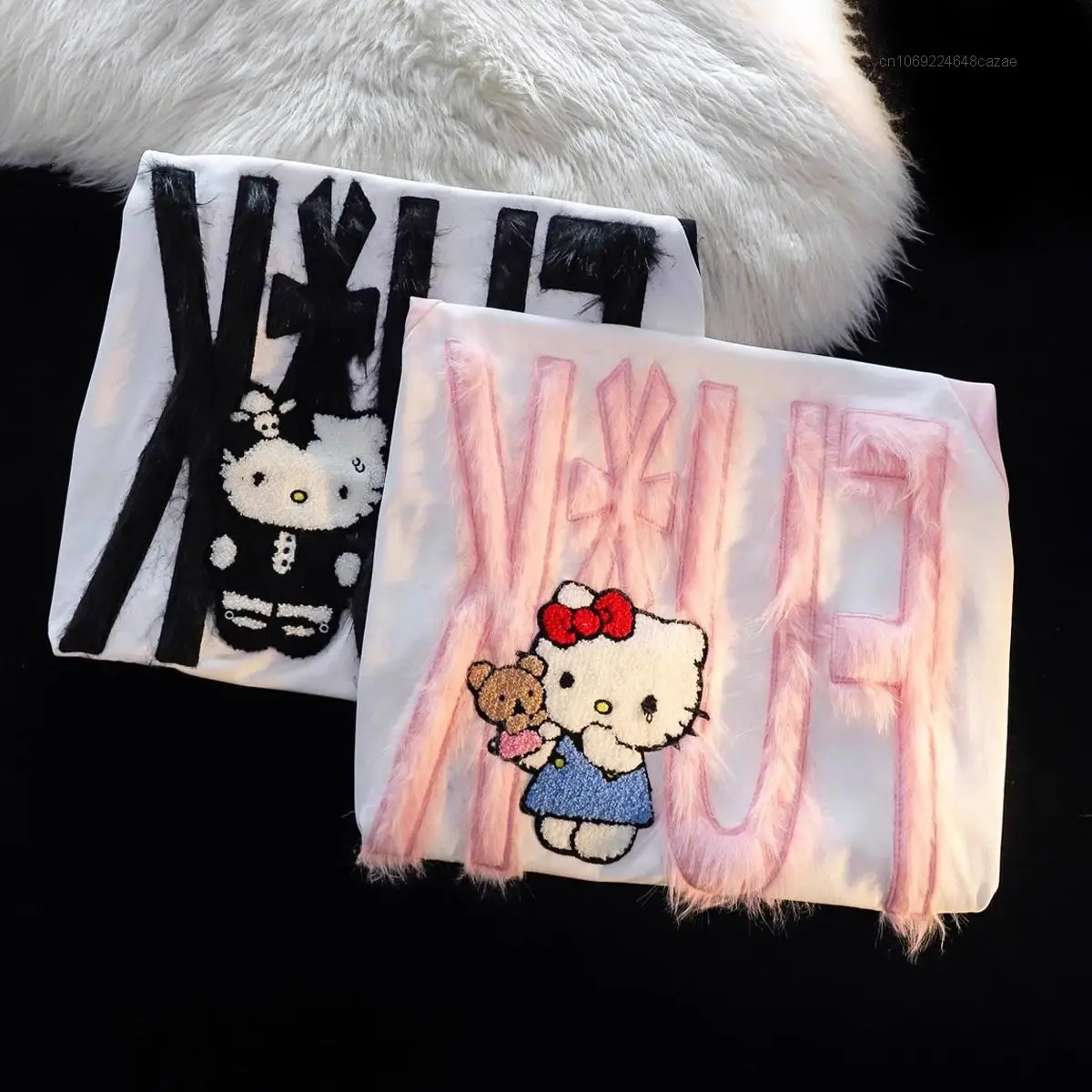 Sanrio Hello Kitty New Short Sleeve T-shirts Y2k Couples Loose Trend Tops Women Streetwear Oversized Tees Summer Female Clothing