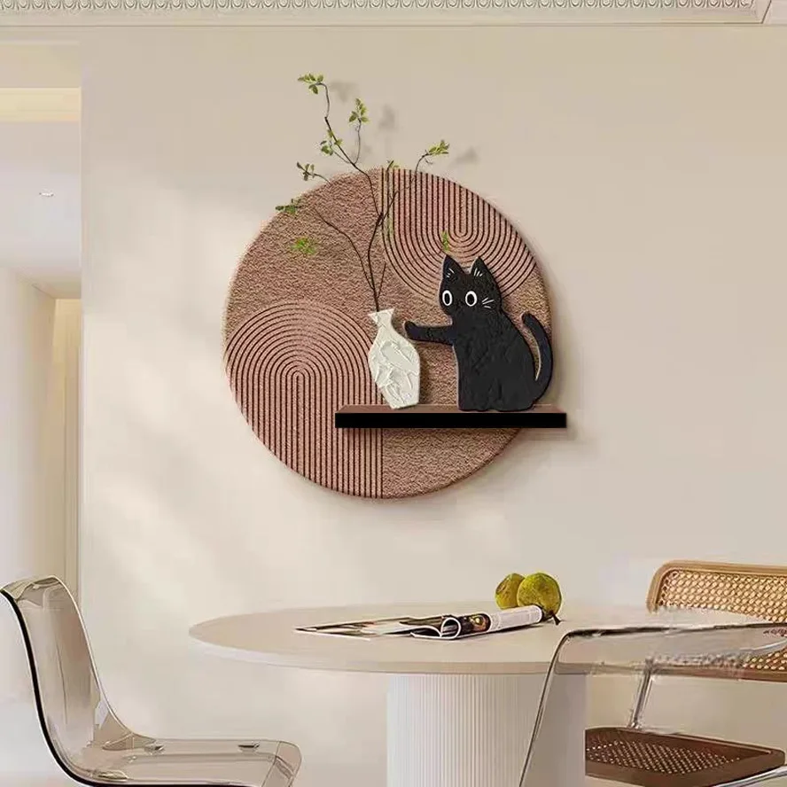 

PYHCS-006 Medieval style green plant restaurant decorative painting fun cat restaurant wall hanging painting