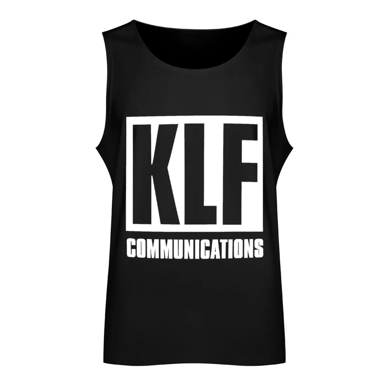 KLF Communications (white bg, black letters) Tank Top gym shirt man bodybuilding men clothes Gym wear