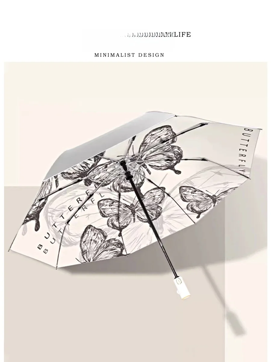 

Tlife Auatic Folding Sunade Umbrella Titanium Silver Portable High-End Feel Adult Polyester Fabric Sunscreen French Sle