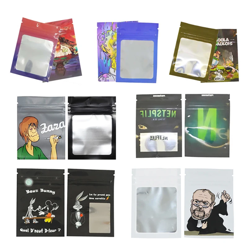 7x10CM Zip Lock Pouches Cartoon Pattern Ziplock Pochon 1g Waterproof Mylar Bags Custom Printed Cookie Bolsas Bag With Windows