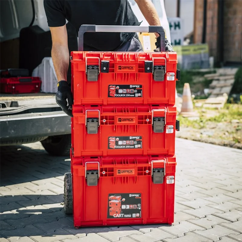 Cassetta degli attrezzi combinata Qbrick Cassetta degli attrezzi impilata durevole Kit di attrezzi multifunzione per attrezzi da esterno di grande capacità con ruote