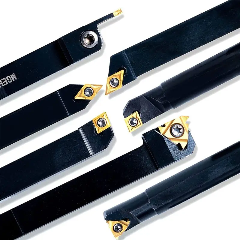 

Набор резьбонарезных инструментов для токарных станков KSOL, 21 предмет: 7 шт. расточных резцов с хвостовиком 1/2 дюйма и 14 сменных твердосплавных пластин B