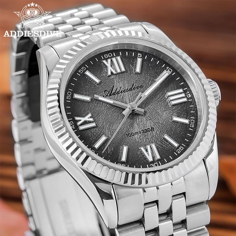 

ADDIESDIVE 36mm Men Watch reloj hombre Luminous Sapphire Grass 10Bar Waterproof Jubilee Strap AD2512 VH31 Movement Quartz Watch