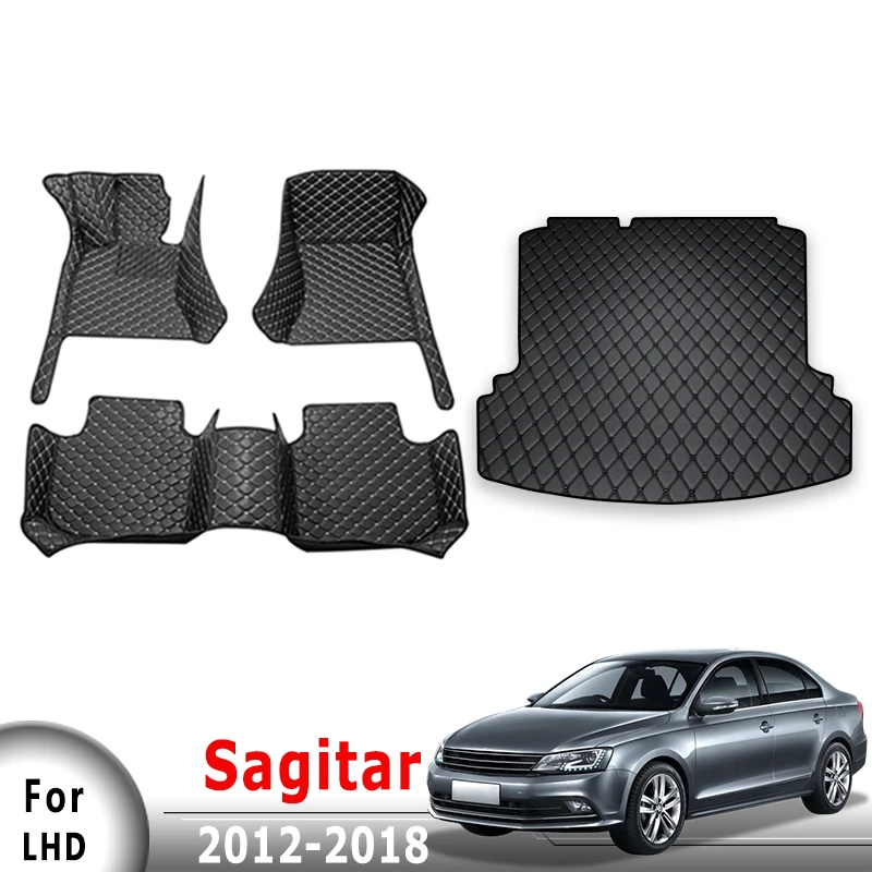 

Автомобильные коврики, ковры в багажник для Volkswagen vw Sagitar 2012 2013 2014 2015 2016 2017 2018, автомобильные аксессуары для интерьера, водонепроницаемые