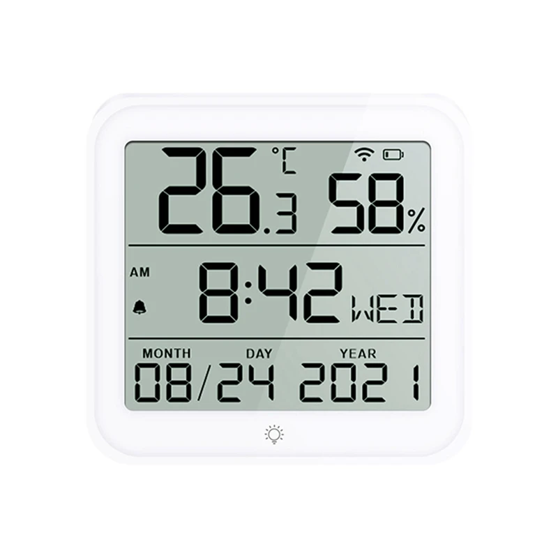 Smart Home Wifi Humidity Sensor Smart Life Indoor Temperature Alarm Sensor With Clock Function For Home