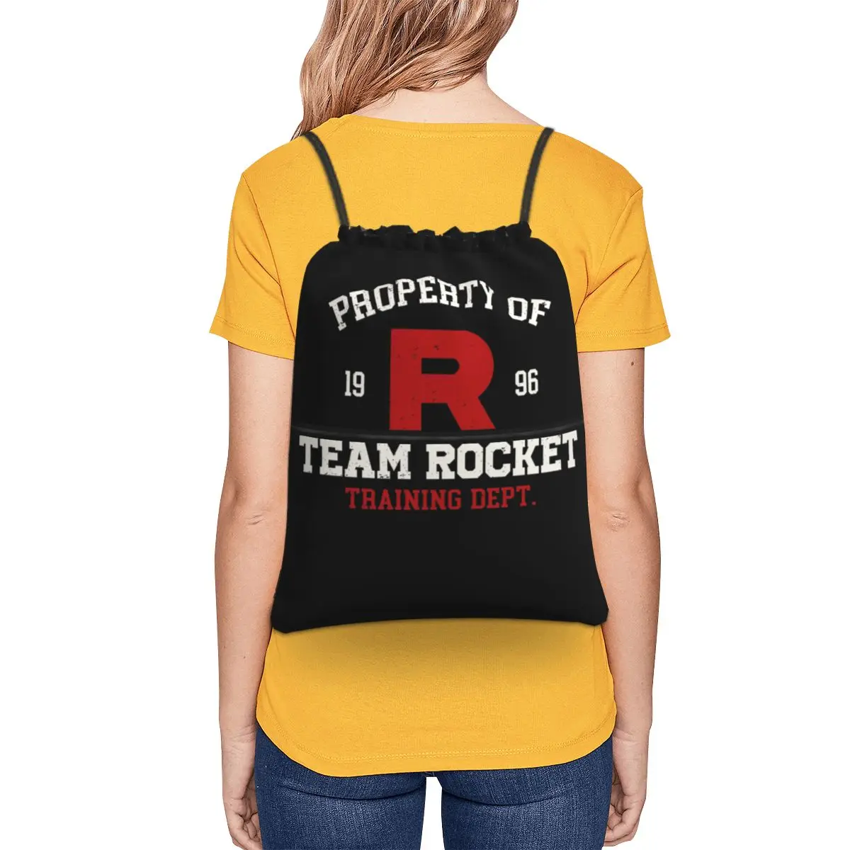 Letter R Team Rocket Logo Backpacks Fashion Drawstring Bags Sports Bag Book Bags for Travel Students