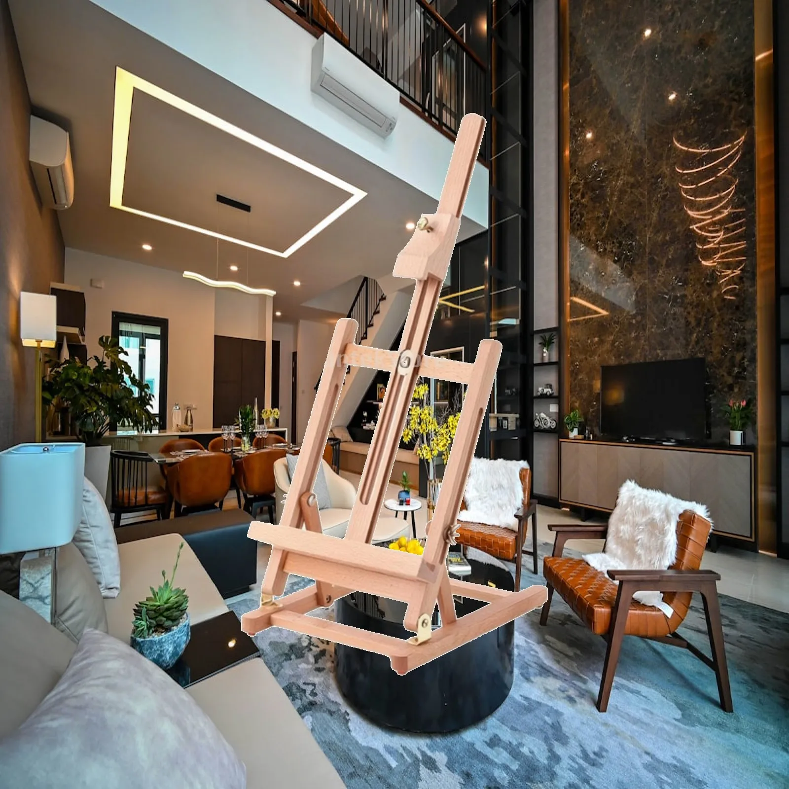 Adjustable Wooden Table Easel for Children Drawing Painting with Metal Hardware Foldable Desktop Art Easel for Studio Home