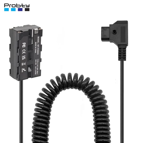 D-Tap a NP-F550 de doble cara, Cable en espiral de batería simulada, acoplador de CC, accesorio para monitores, receptor transmisor de luz de vídeo LED
